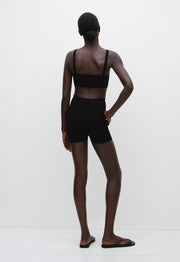 Cropped Knit Bike Short - Black - Matteau